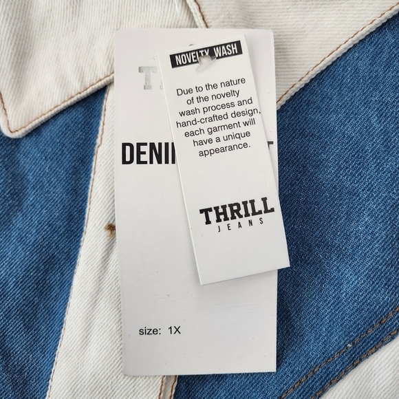 Thrill Jeans Plus Size Patchwork Cropped Jean Jacket. Size 1X. New. - Picture 10 of 10